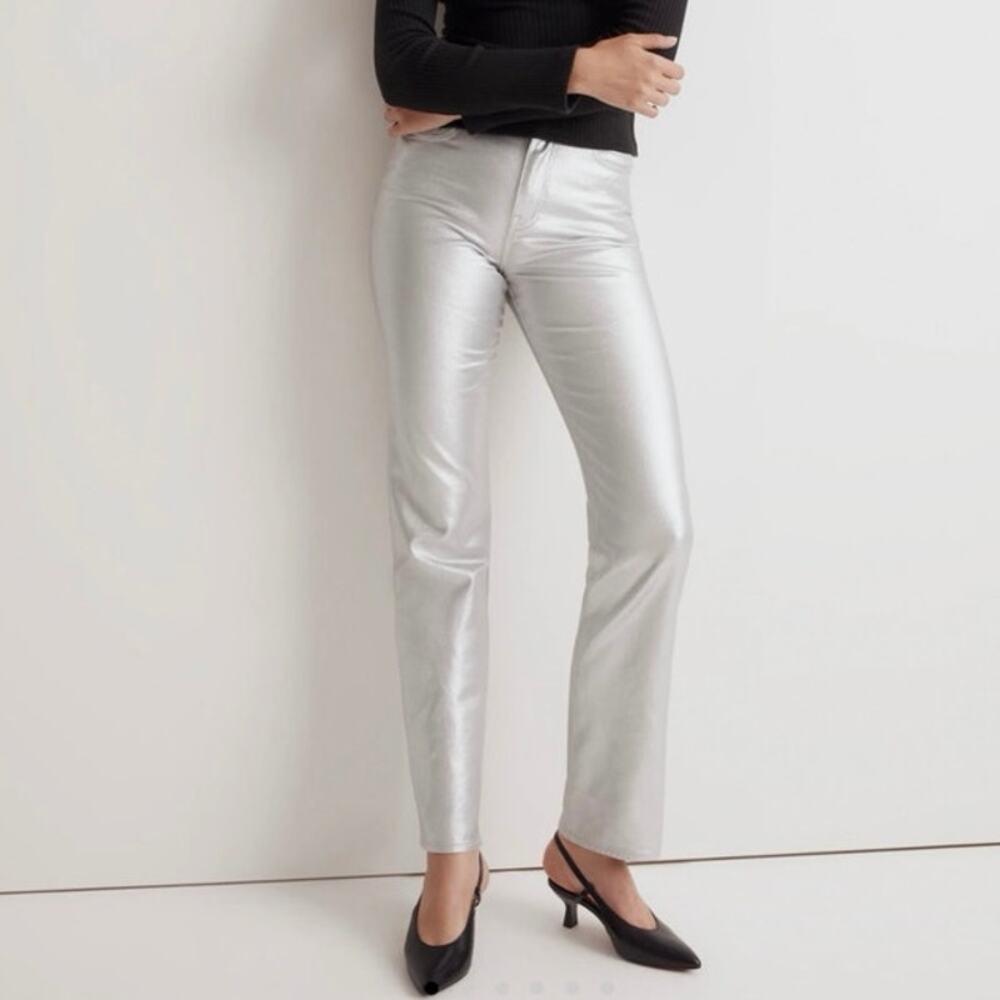 Madewell The '90s Straight Jean in Silver Foil Size 25 NWOT